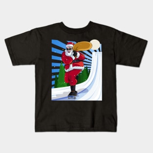 Santa Claus Skateboarding Christmas Kids T-Shirt